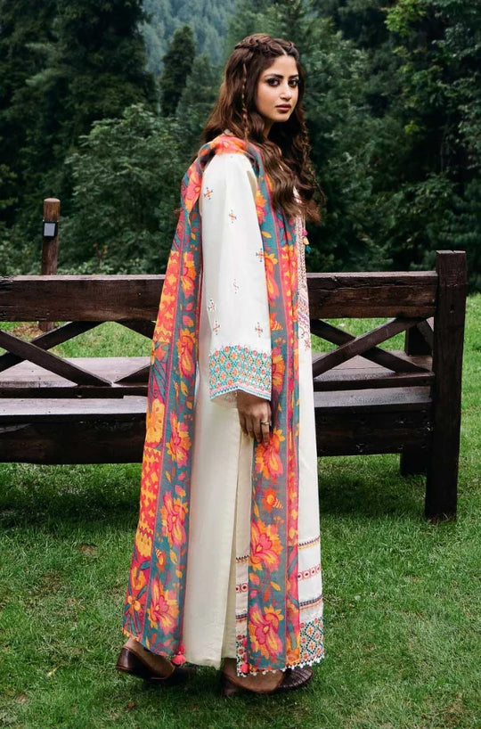 Sapphire - 3 PC Unstitched Lawn Embroidered Shirt with Printed Lawn Dupatta