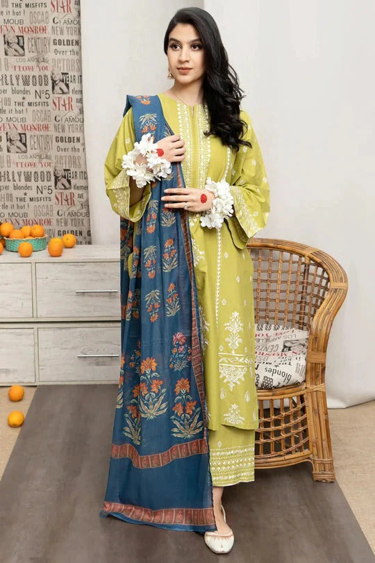 URGE - 3PC LAWN EMBROIDERED SHIRT WITH EMBROIDERED TROUSER