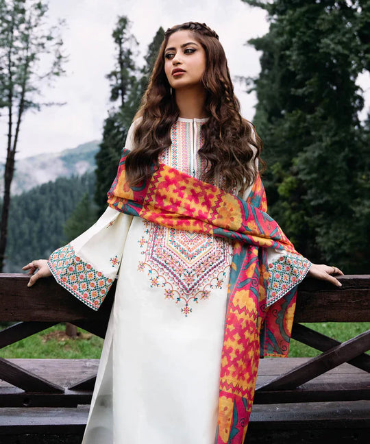 Sapphire - 3 PC Unstitched Lawn Embroidered Shirt with Printed Lawn Dupatta