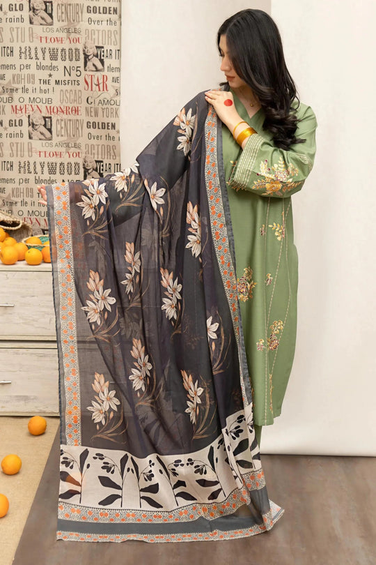 URGE - 3PC LAWN EMBROIDERED SHIRT WITH LAWN PRINTED DUPATTA AND EMBROIDERED TROUSER