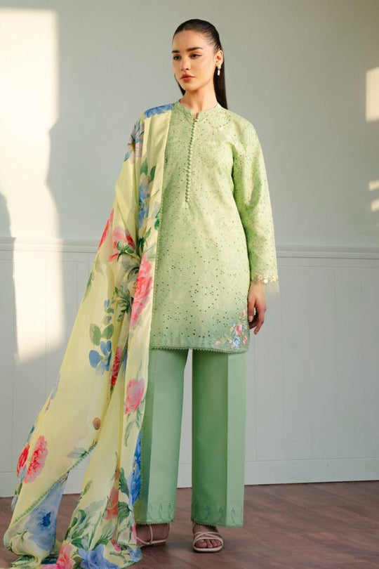 Zara Shahjahan 3Pc Embroidered Unstitched Lawn Suite With Printed Dupatta