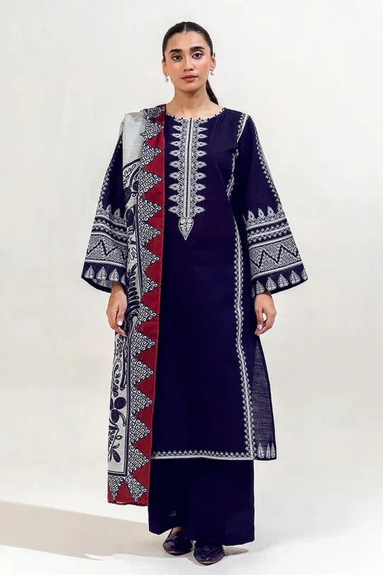 BEECHTREE-3PC LAWN EMBROIDERED Suite With Printed Dupatta