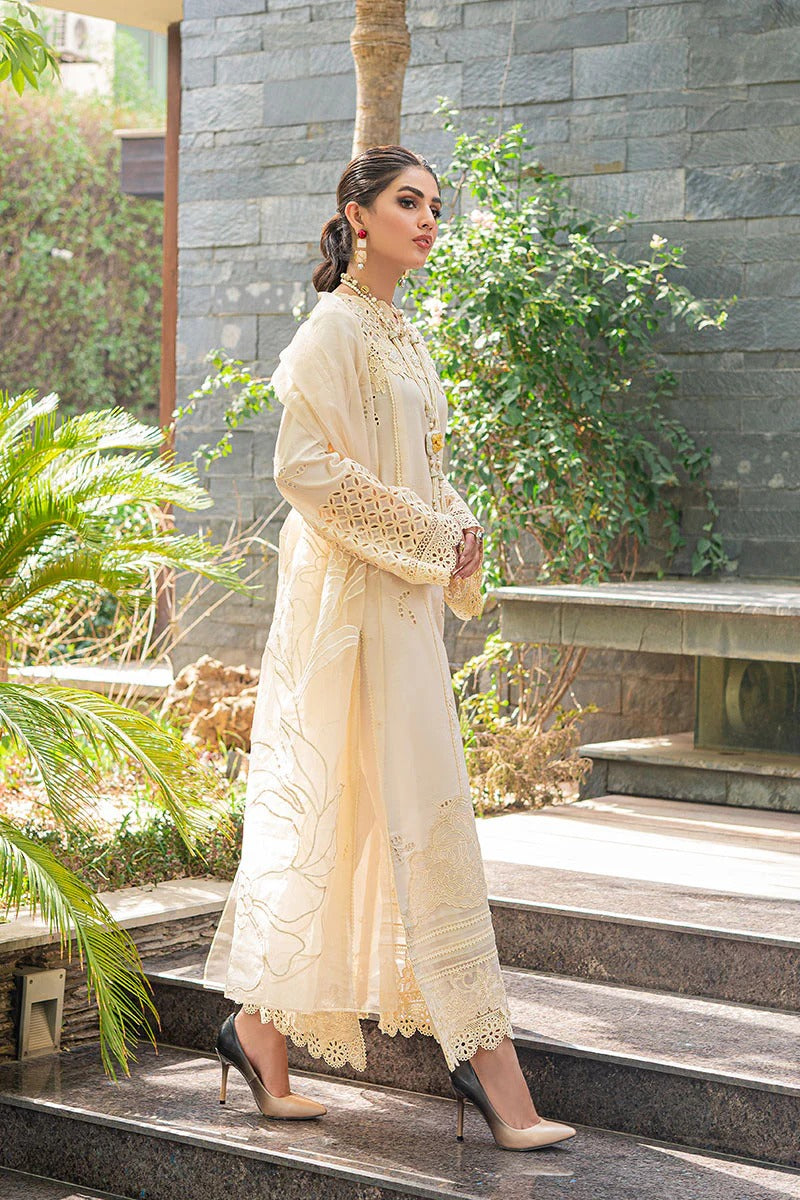 Qalamkar 3Pc Chikenkari Embroidered Lawn Suite with Embroidered Dupatta