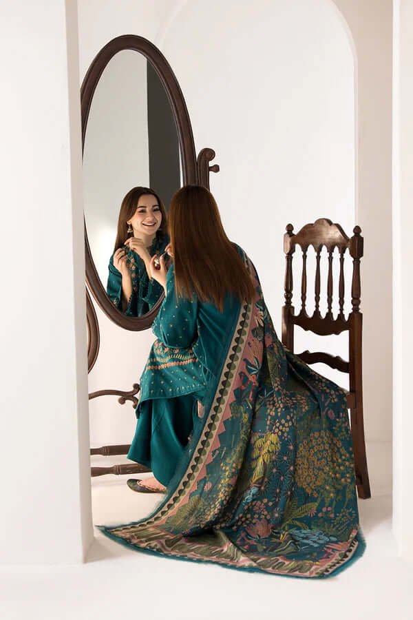 3 Piece Unstitched Heavy Embroidered Pure Lawn Suit with Printed Dupatta