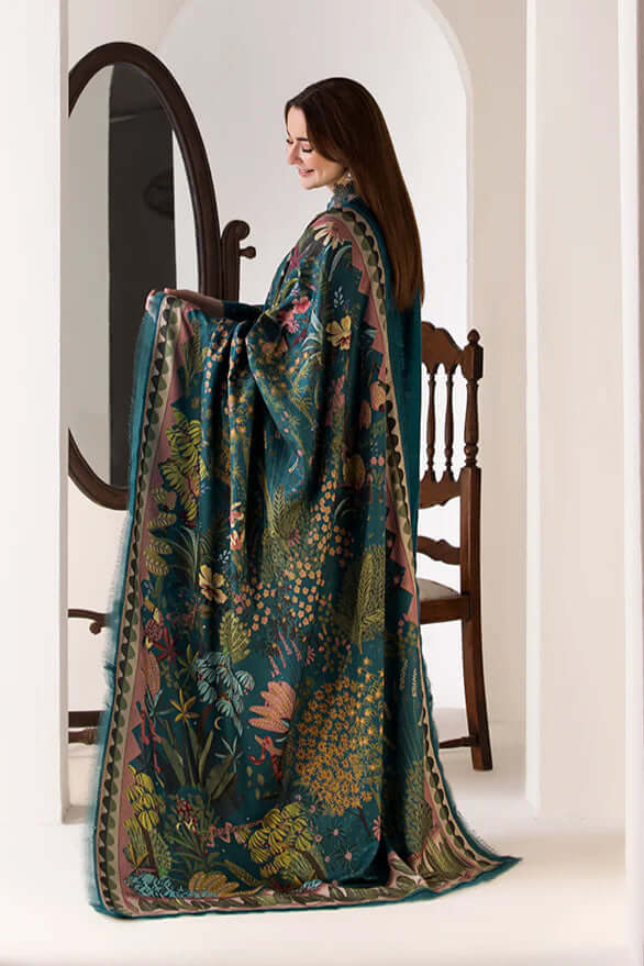 3 Piece Unstitched Heavy Embroidered Pure Lawn Suit with Printed Dupatta