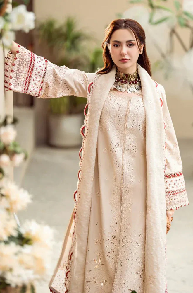 QALAMKAR - 3PC LAWN EMBROIDERED SHIRT WITH KHADI NET EMBROIDERED DUPATTA