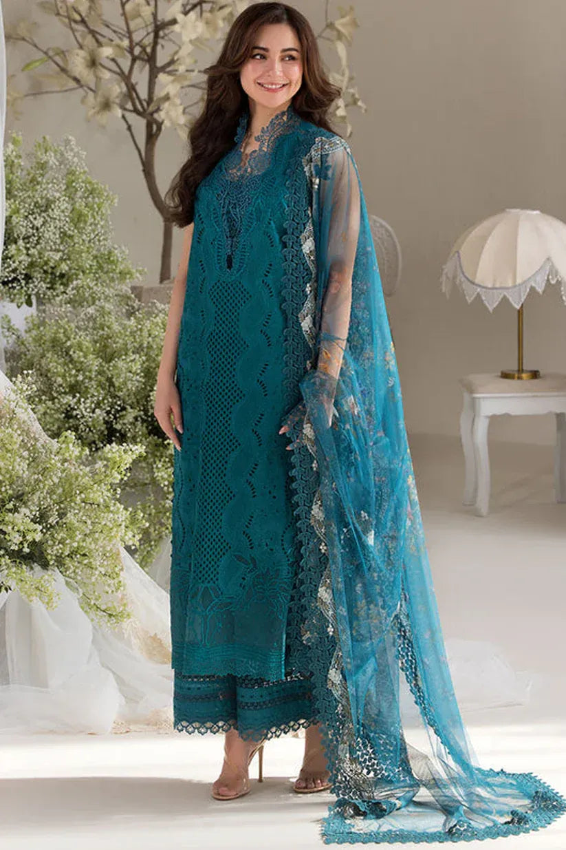 SOBIA NAZIR-3PC LAWN LASERCUT EMBROIDERED SHIRT WITH PRINT DUPATTA