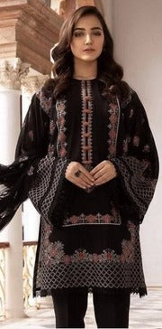 Bareeze -Embroided 3pc linen dress with embroidered Bamber chiffon dupatta