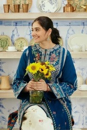 Dhanak Embroidered Shirt Dhanak Embroidered Sleeves Couture Wool Print Shawl Dyed Dhanak Trouser Unstitched 3PC Dress