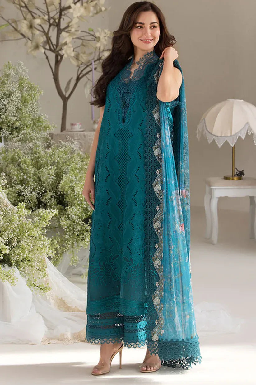 SOBIA NAZIR-3PC LAWN LASERCUT EMBROIDERED SHIRT WITH PRINT DUPATTA