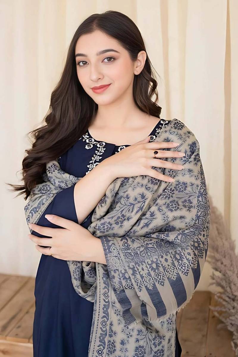 Aisling - 3PC Dhanak Embroidered Shirt with Dhanak Embroidered Shawl