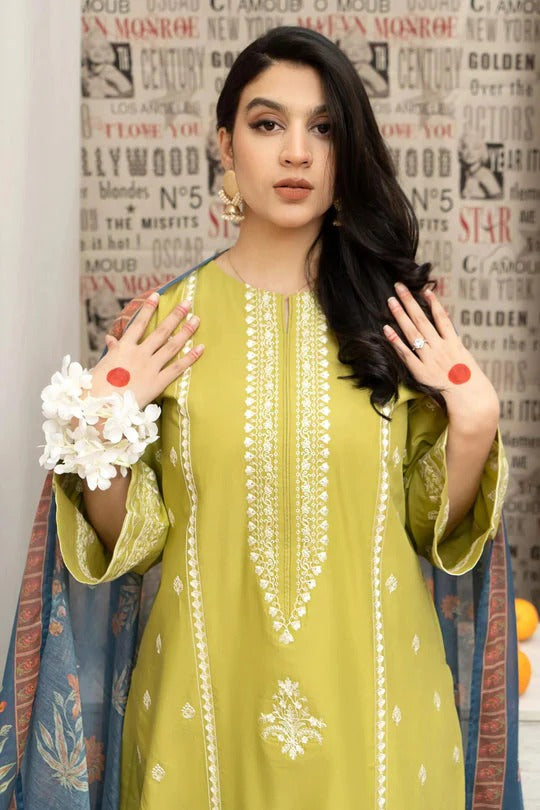 Urge - 3PC Unstitched Dhanak Embroidered Shirt with Digital Printed Pashmina Shawl and Embroidered Trouser