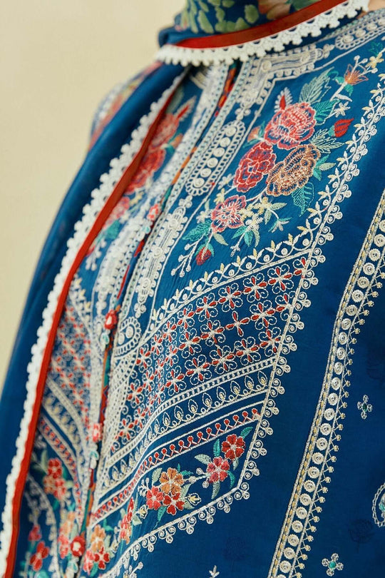 3 Piece Unstitched Heavy Embroidered Pure Lawn Suit with Fine Printed Lawn Dupatta